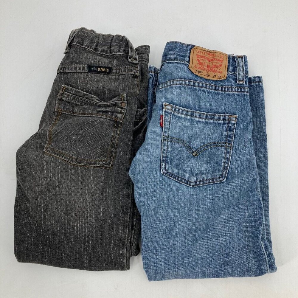 Lot 2 Pairs Boys Jeans Wrangler Slim Straight Levis 550 Relaxed Youth 8 Regular